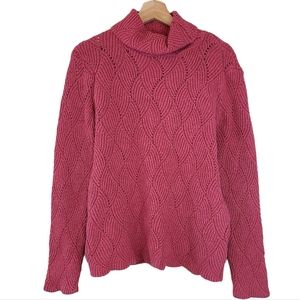 Sundance Pink Cable Knit Cowl High Neck Silk Blend Cozy Sweater